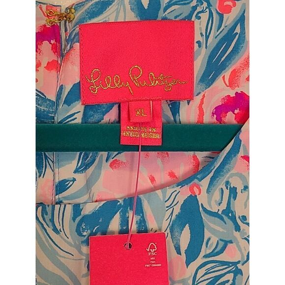 Lilly Pulitzer Trina Dress Bondi Blue My Little Peony, Spring Summer Beachy | XL - Picture 5 of 11